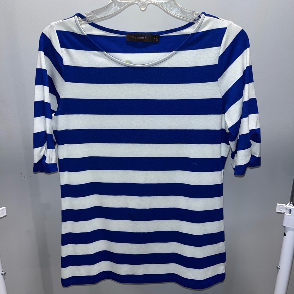 The Limited Navy and White Striped Long Sleeve Top